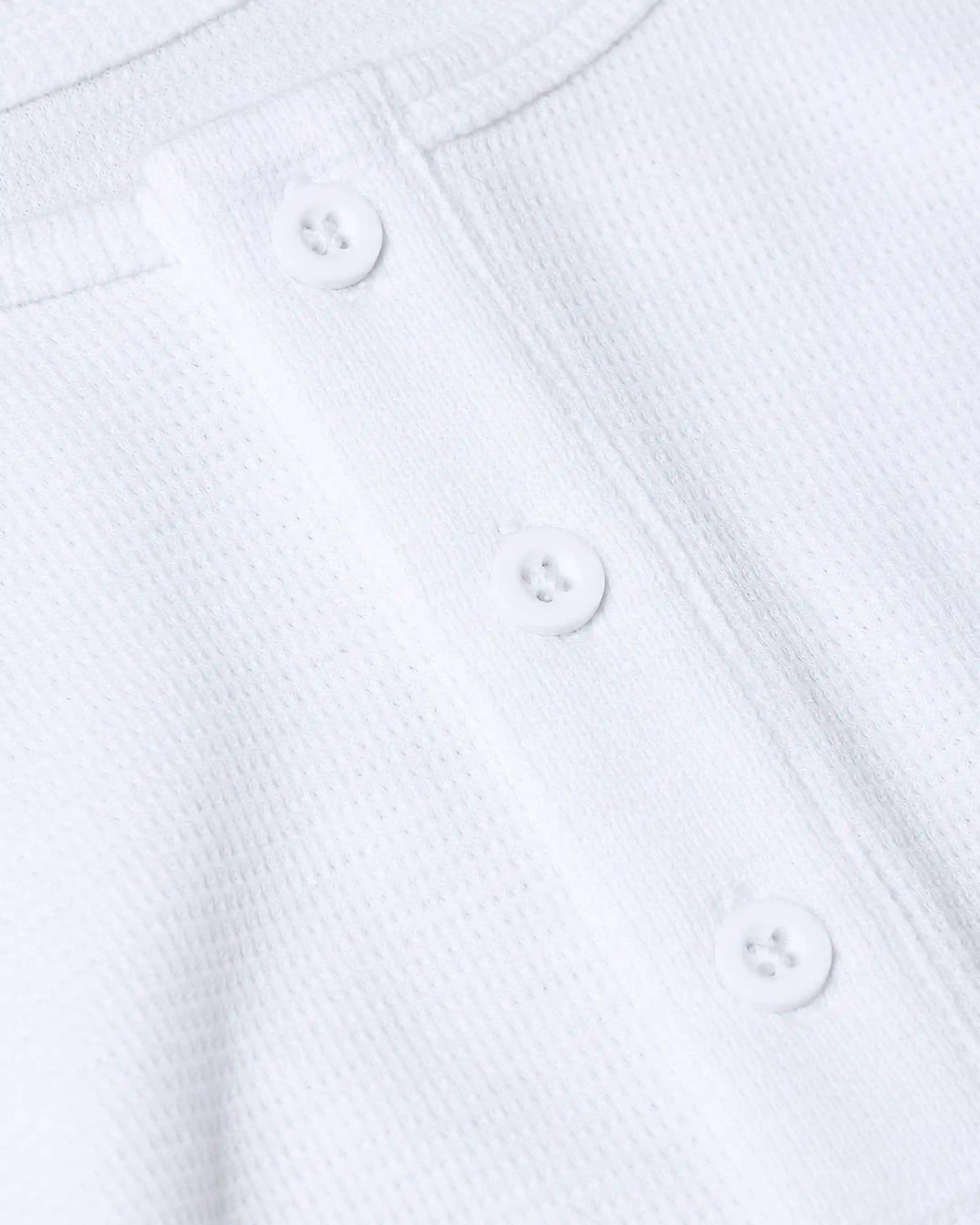 White Waffle Long Sleeve Henley
