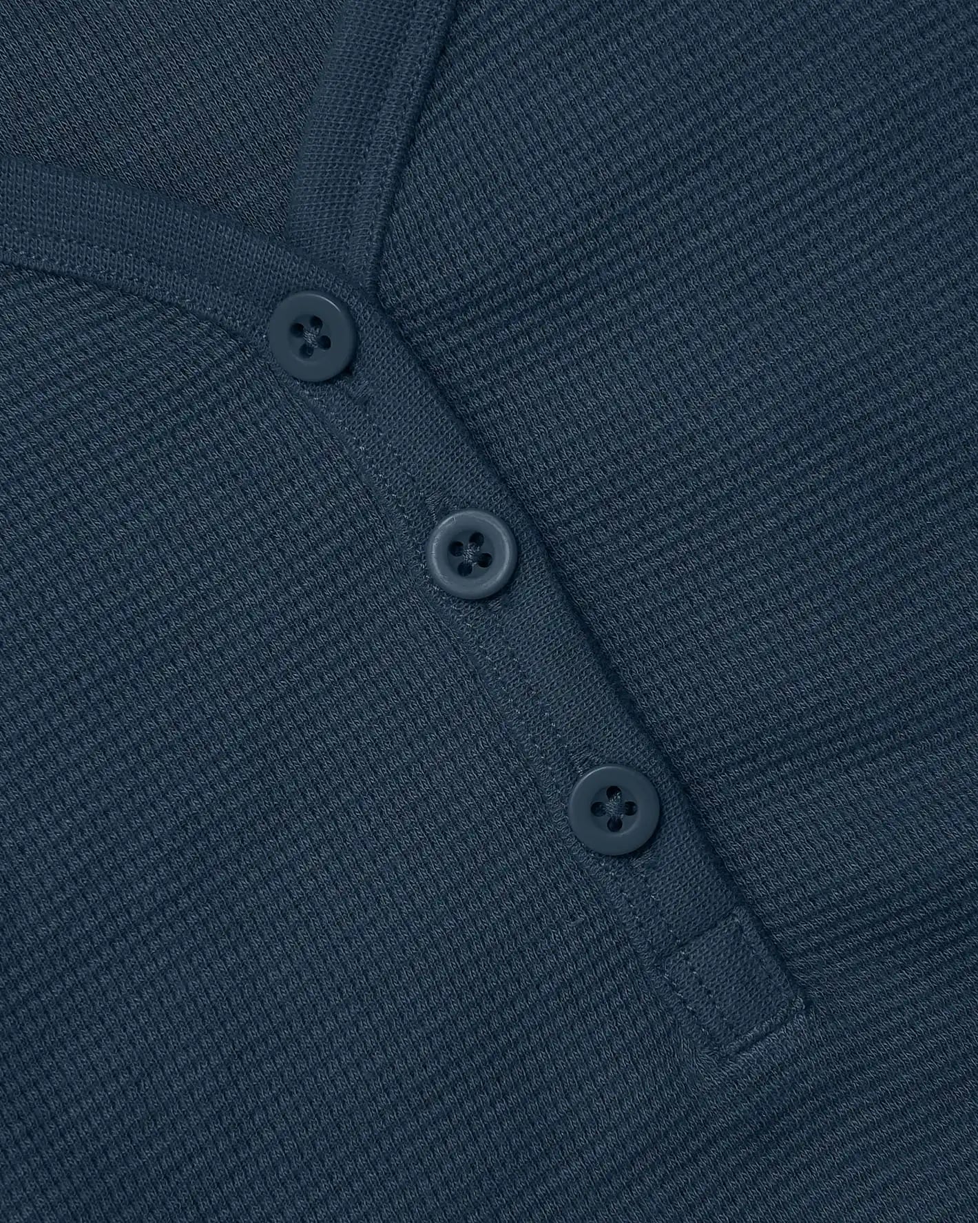 Womens Navy Waffle Long Sleeve Boxy Henley