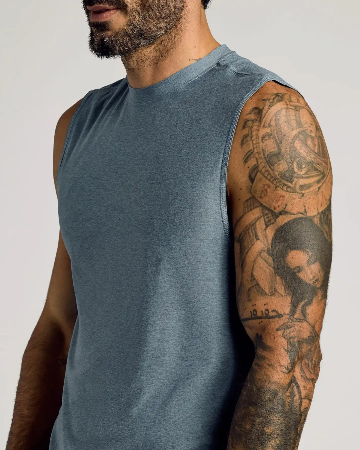 Heather Navy Sleeveless Active Muscle Tee