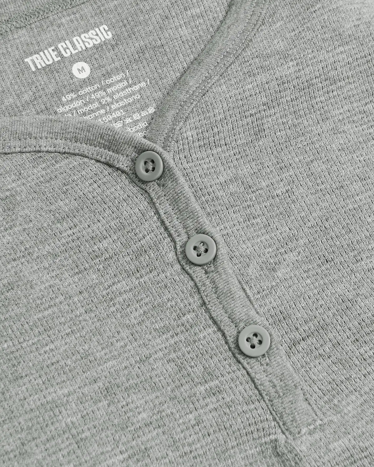 Girls Heather Gray Long Sleeve Boxy Waffle Henley