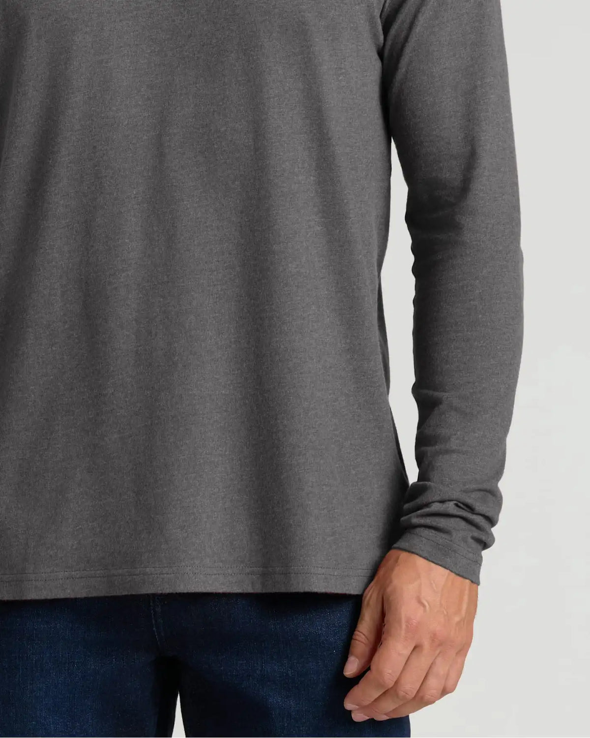 Charcoal Heather Gray Classic Long Sleeve Crew Neck