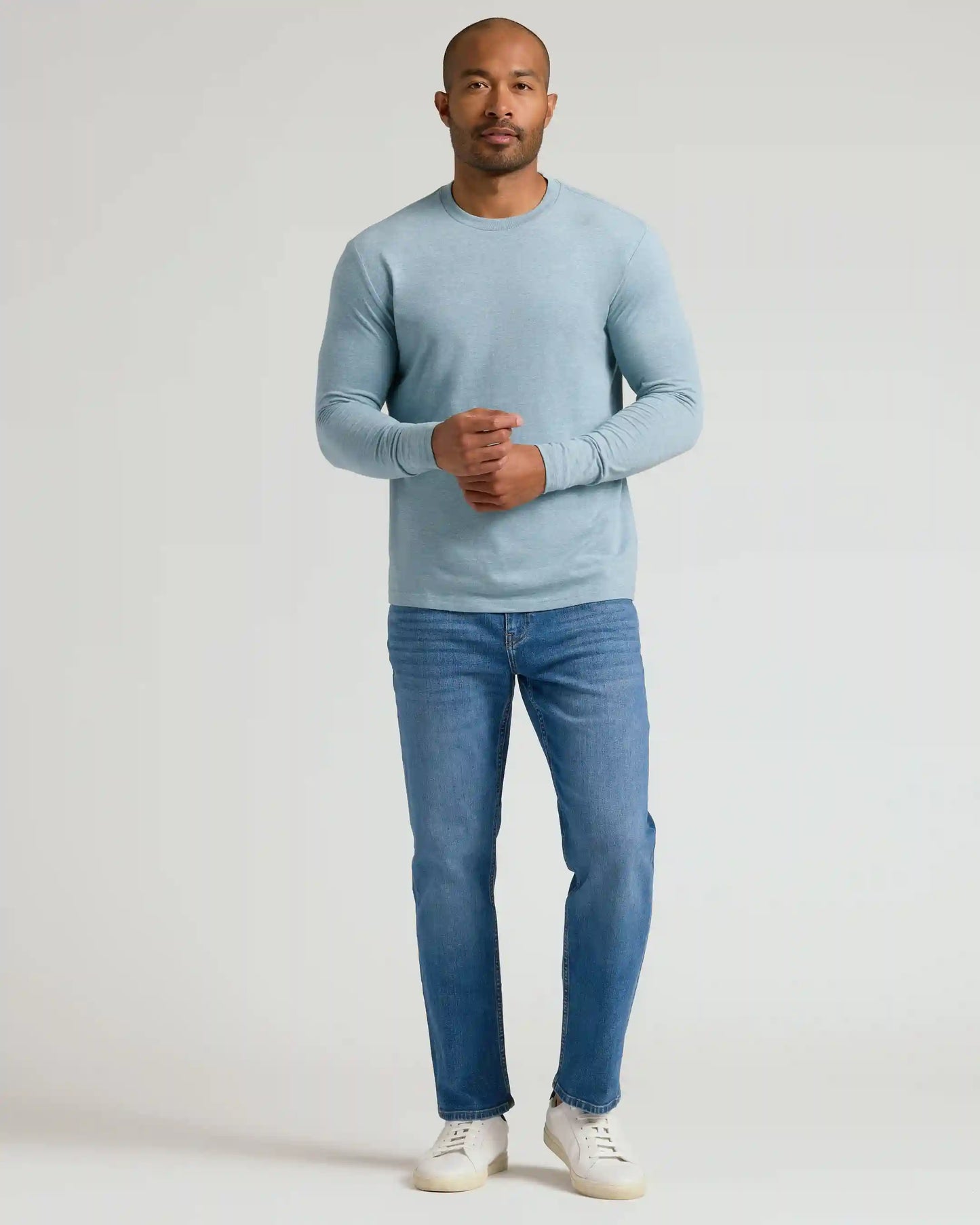 Heather Sapphire Classic Long Sleeve Crew Neck