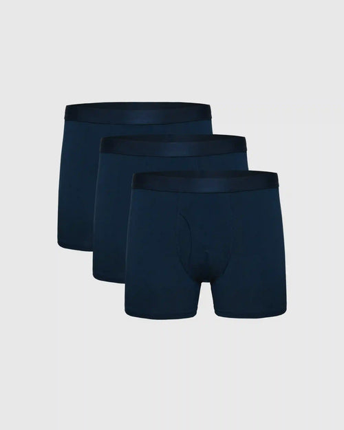 Navy Boxer Trunks W/ Fly 3-Pack