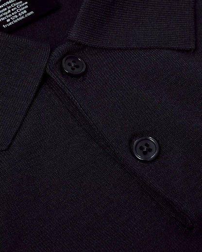 Black Short Sleeve Sweater Polo