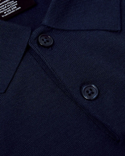 Navy Short Sleeve Sweater Polo