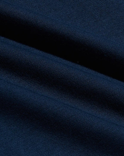 Navy Pima Cotton Blend Curved Hem Crew