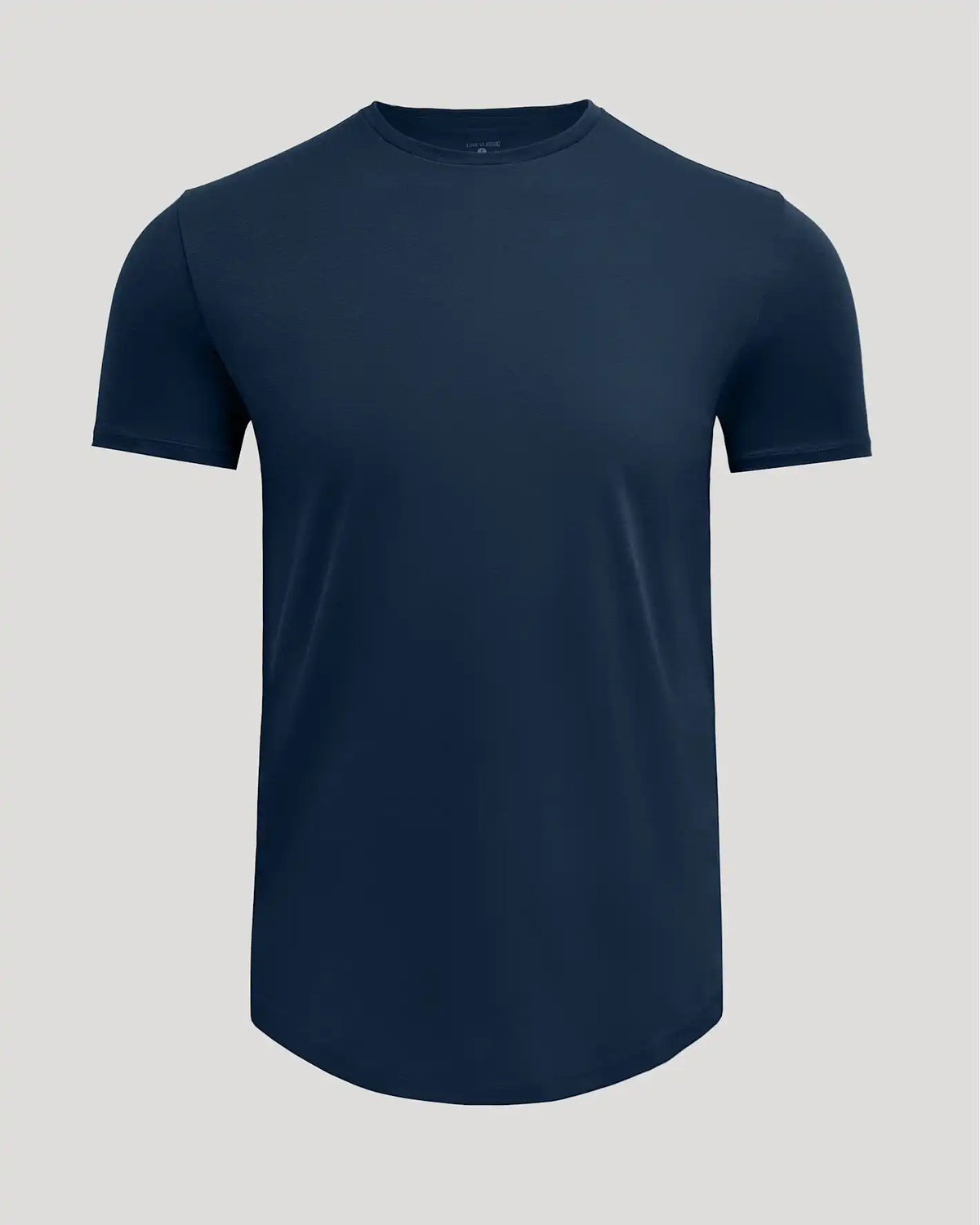 Navy Pima Cotton Blend Curved Hem Crew