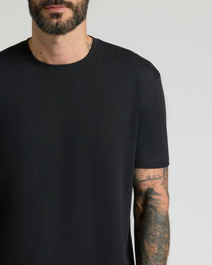 Black Pima Cotton Blend Crew