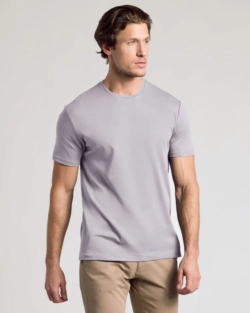 Minimal Gray Pima Cotton Blend Crew
