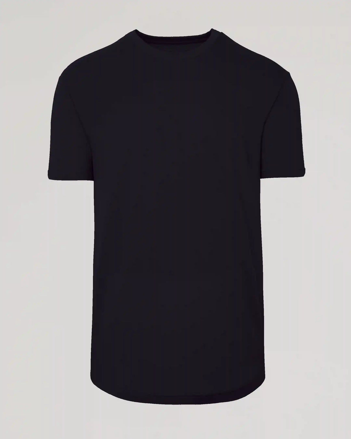 Black Curved Hem Classic Crew Neck