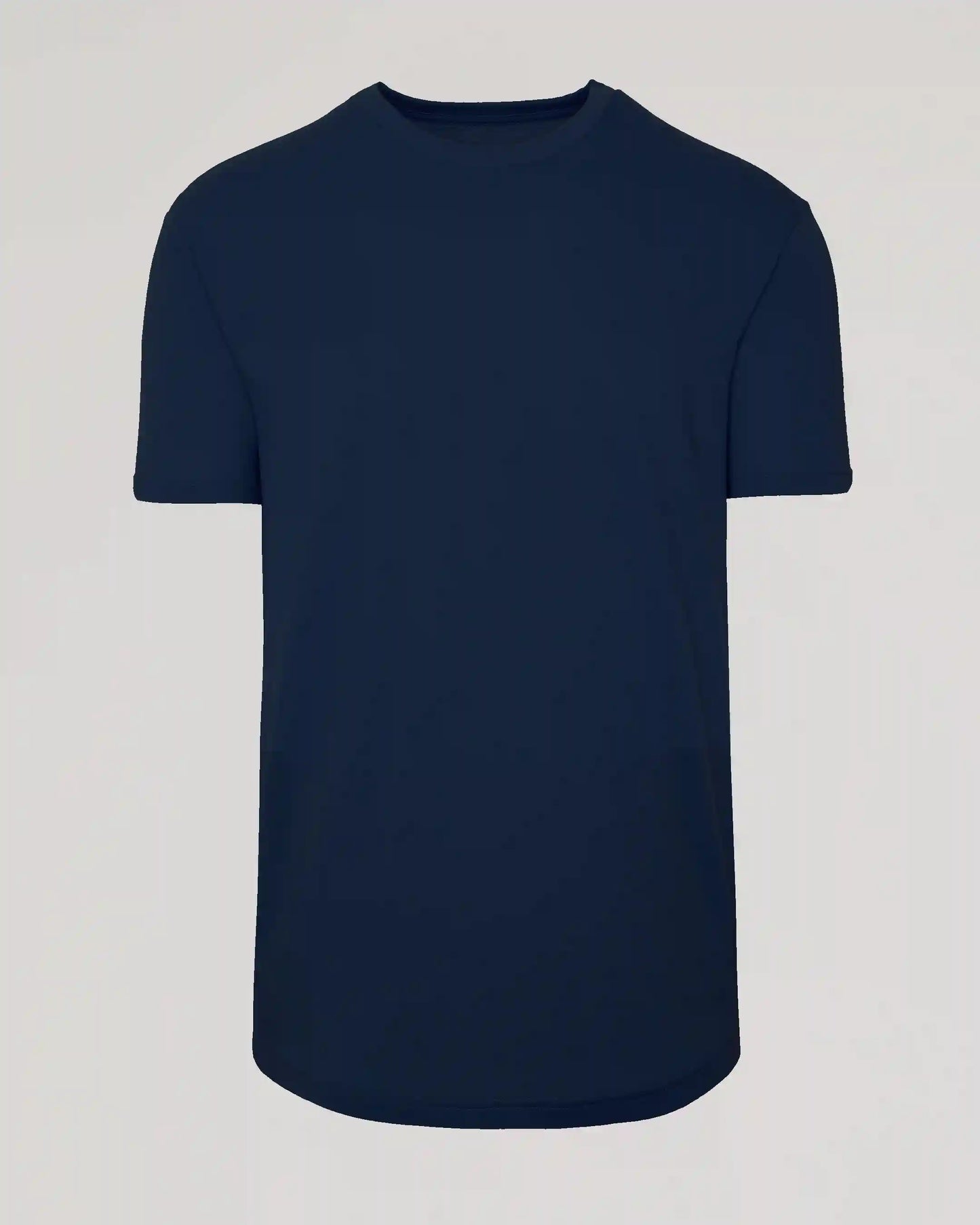 Navy Curved Hem Classic Crew Neck