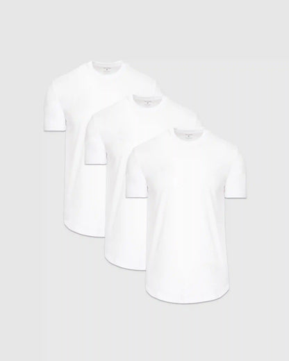 White Curved Hem Classic Crew Neck 3-Pack