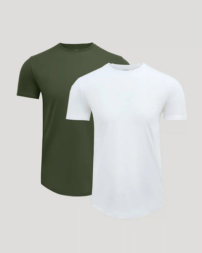 Pima Cotton Blend Curved Hem Crew 2-Pack