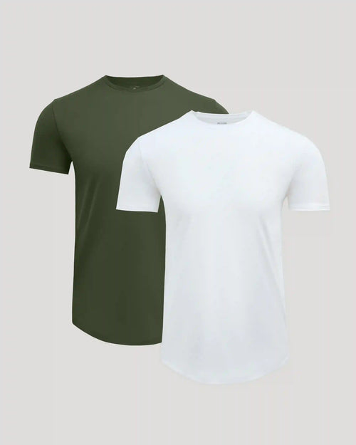 Pima Cotton Blend Curved Hem Crew 2-Pack
