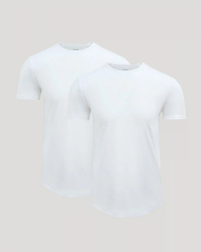 Pima Cotton Blend Curved Hem Crew 2-Pack