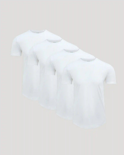 Pima Cotton Blend Curved Hem Crew 4-Pack