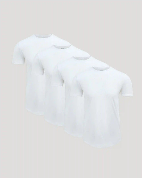 Pima Cotton Blend Curved Hem Crew 4-Pack