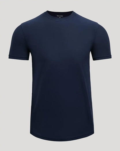 Navy Active Curved Hem Crew