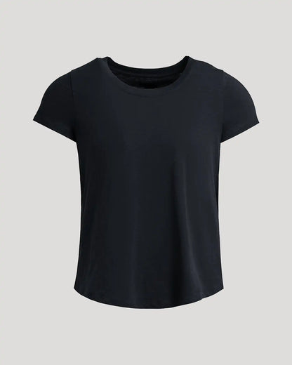 Womens Black Slub Scoop Neck Tee