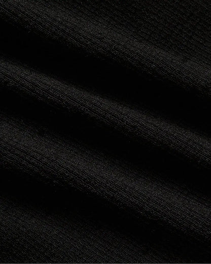 Womens Black Ribbed 3/4 Sleeve Scoop Neck Tee