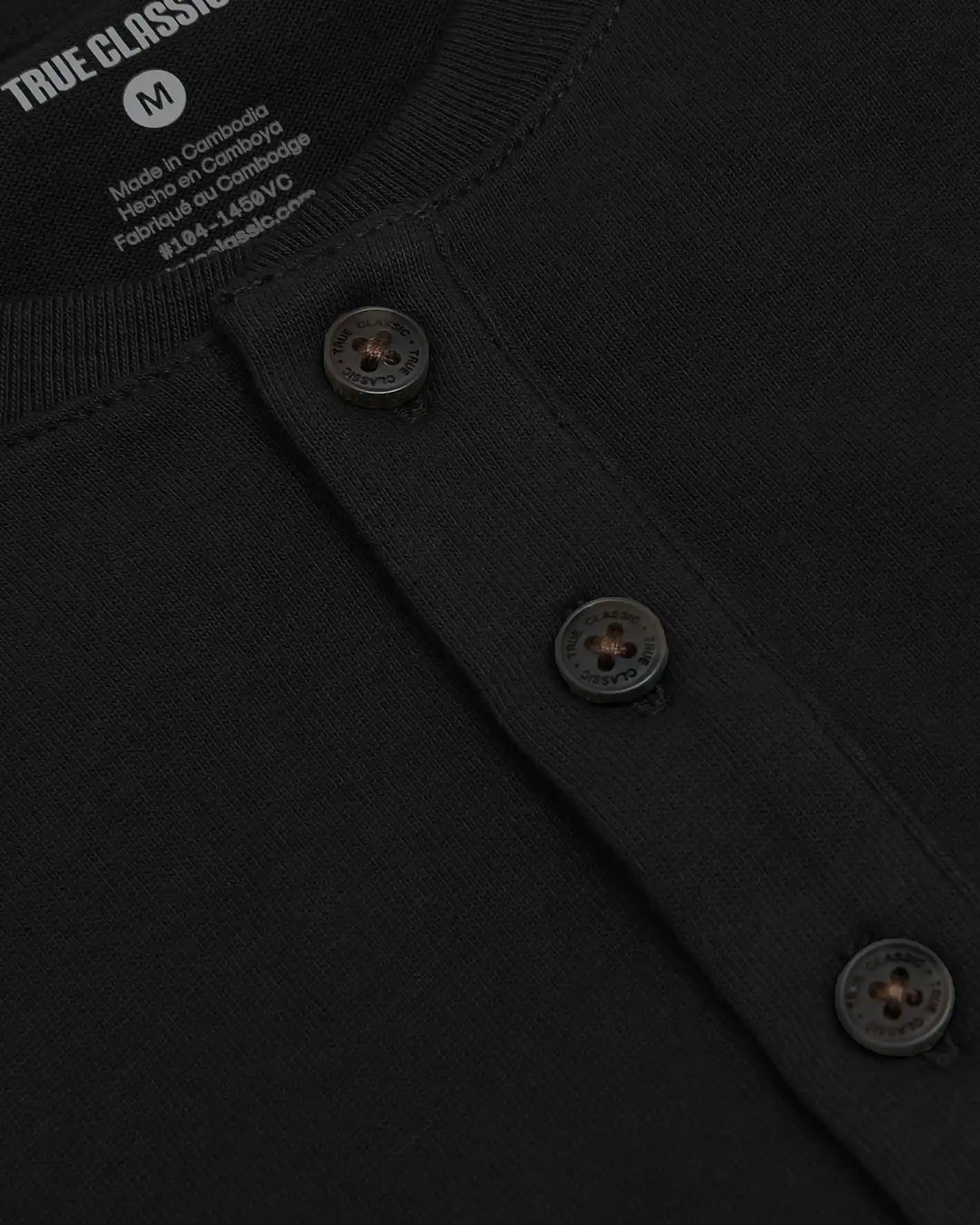 Black Heavyweight Curved Hem Henley