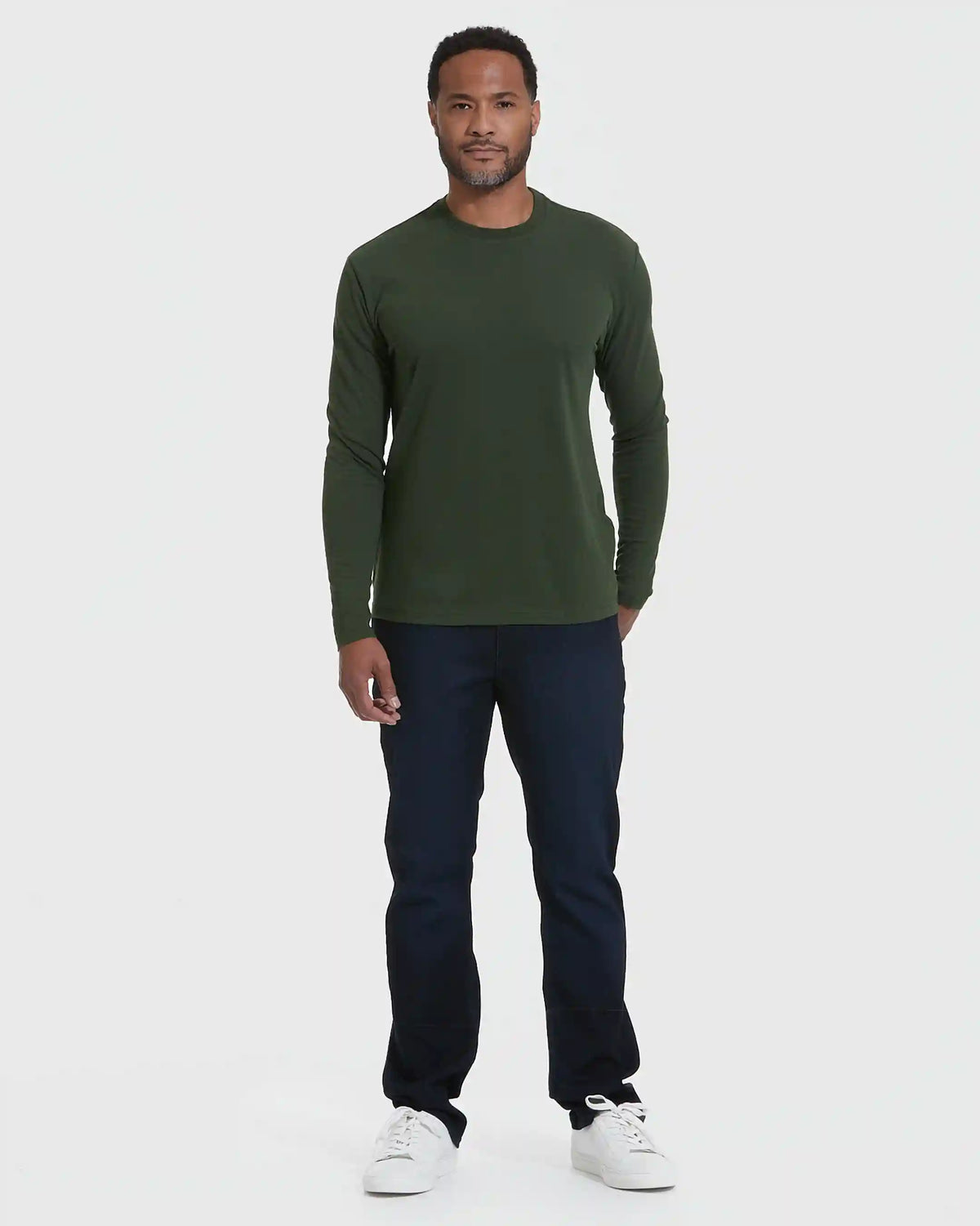 Dark Olive Classic Long Sleeve Crew Neck