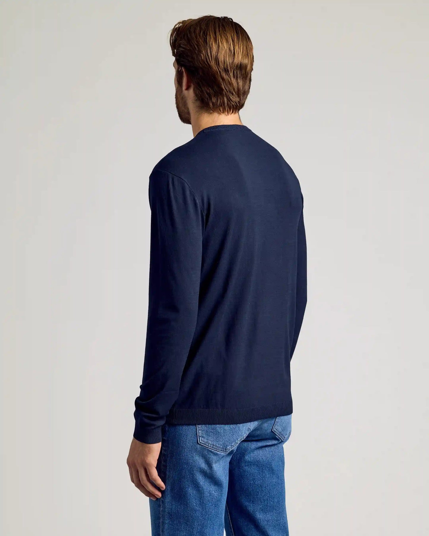Navy Dressy Crew Neck Sweater