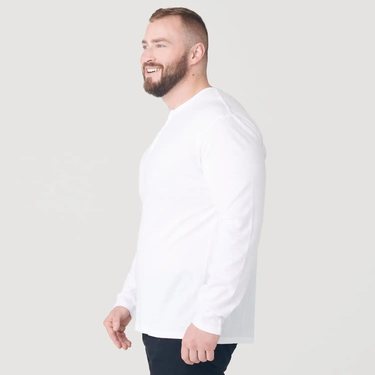 White Classic Long Sleeve Henley