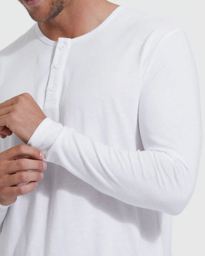 All White Classic Henley 2-Pack