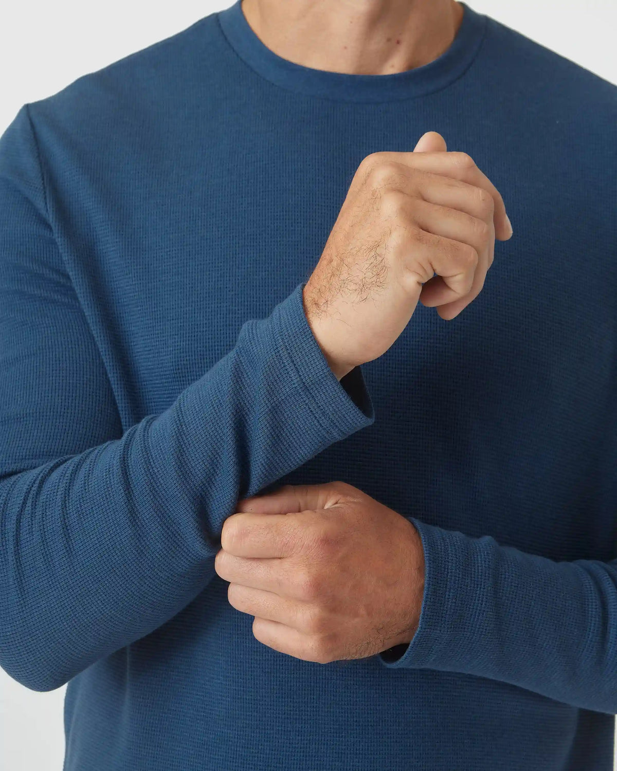Deep Sea Blue Long Sleeve Waffle Crew