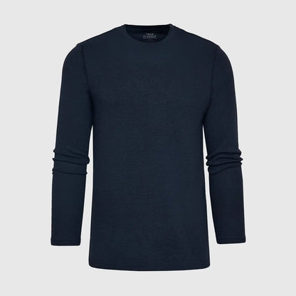 Navy Waffle Long Sleeve Crew Neck