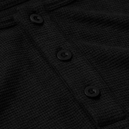 Black Waffle Long Sleeve Henley 3-Pack