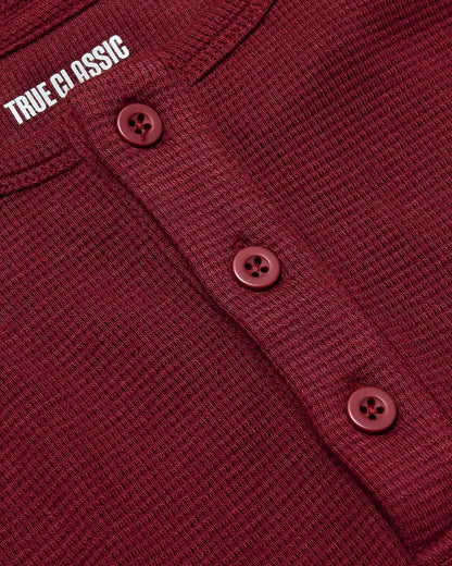 Dark Maroon Waffle Long Sleeve Henley