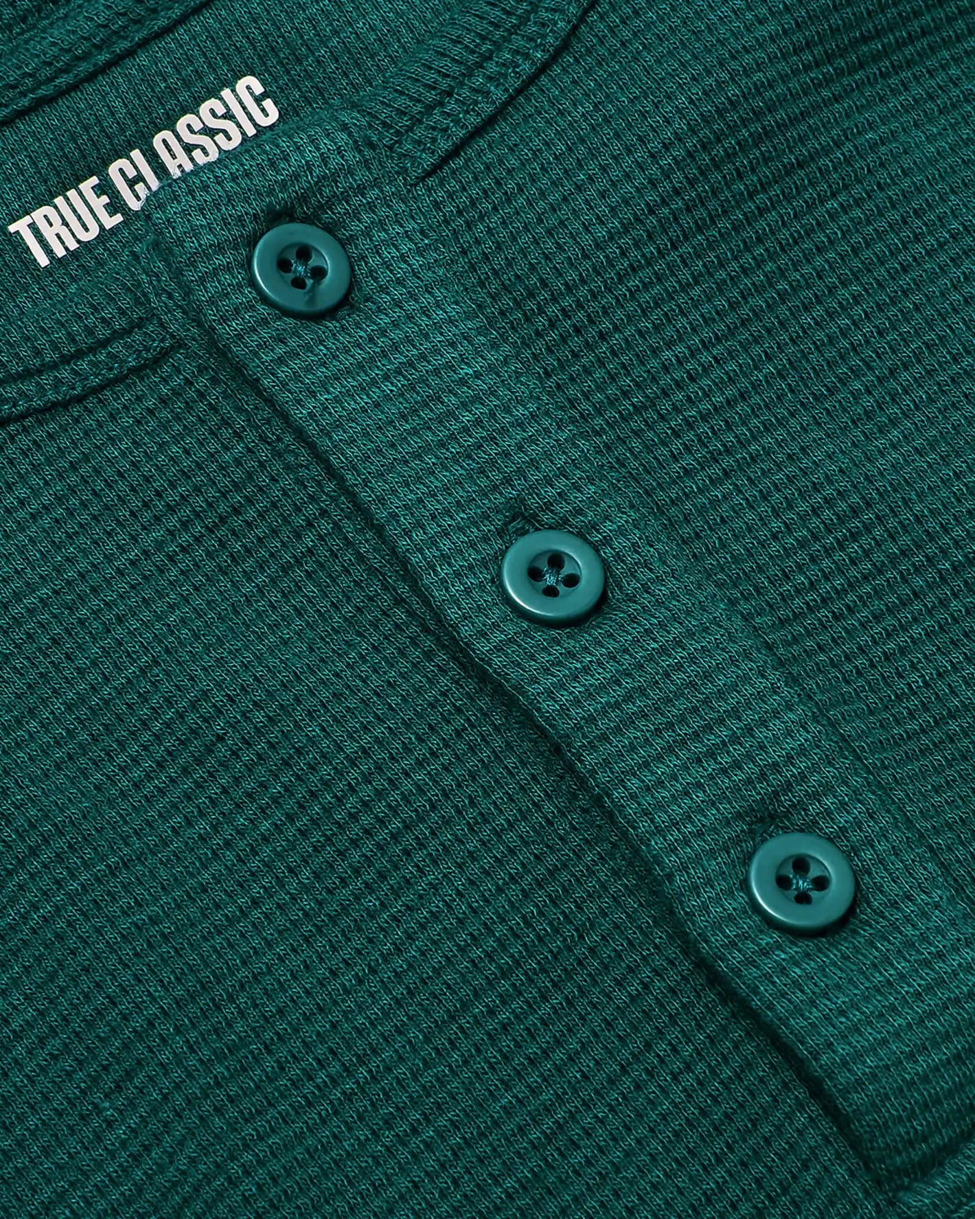 Deep Emerald Waffle Long Sleeve Henley