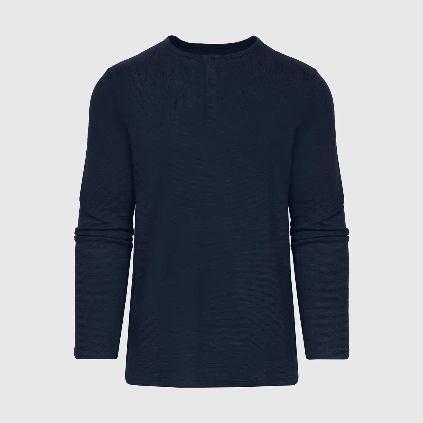 Navy Waffle Long Sleeve Henley