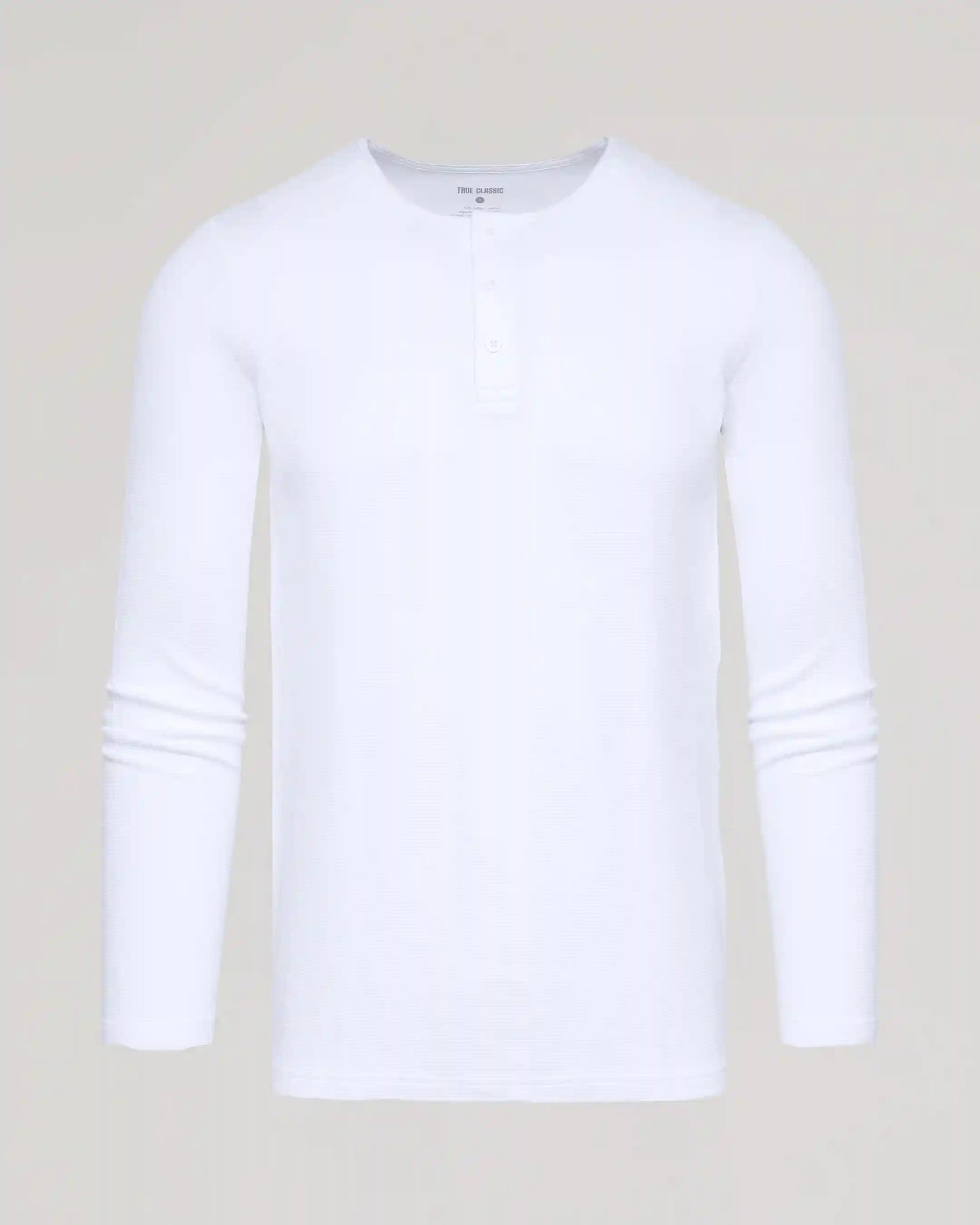 White Waffle Long Sleeve Henley