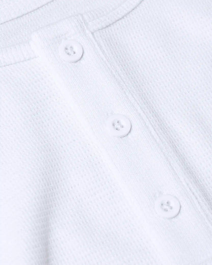White Waffle Long Sleeve Henley 3-Pack