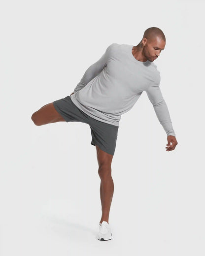 Heather Light Gray Active Long Sleeve Crew T-Shirt