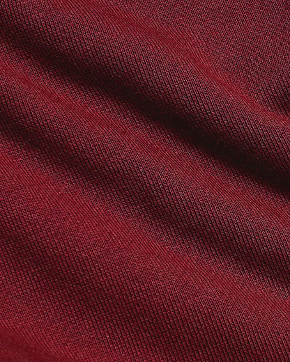 Dark Maroon Fleece French Terry Pullover Crew Neck