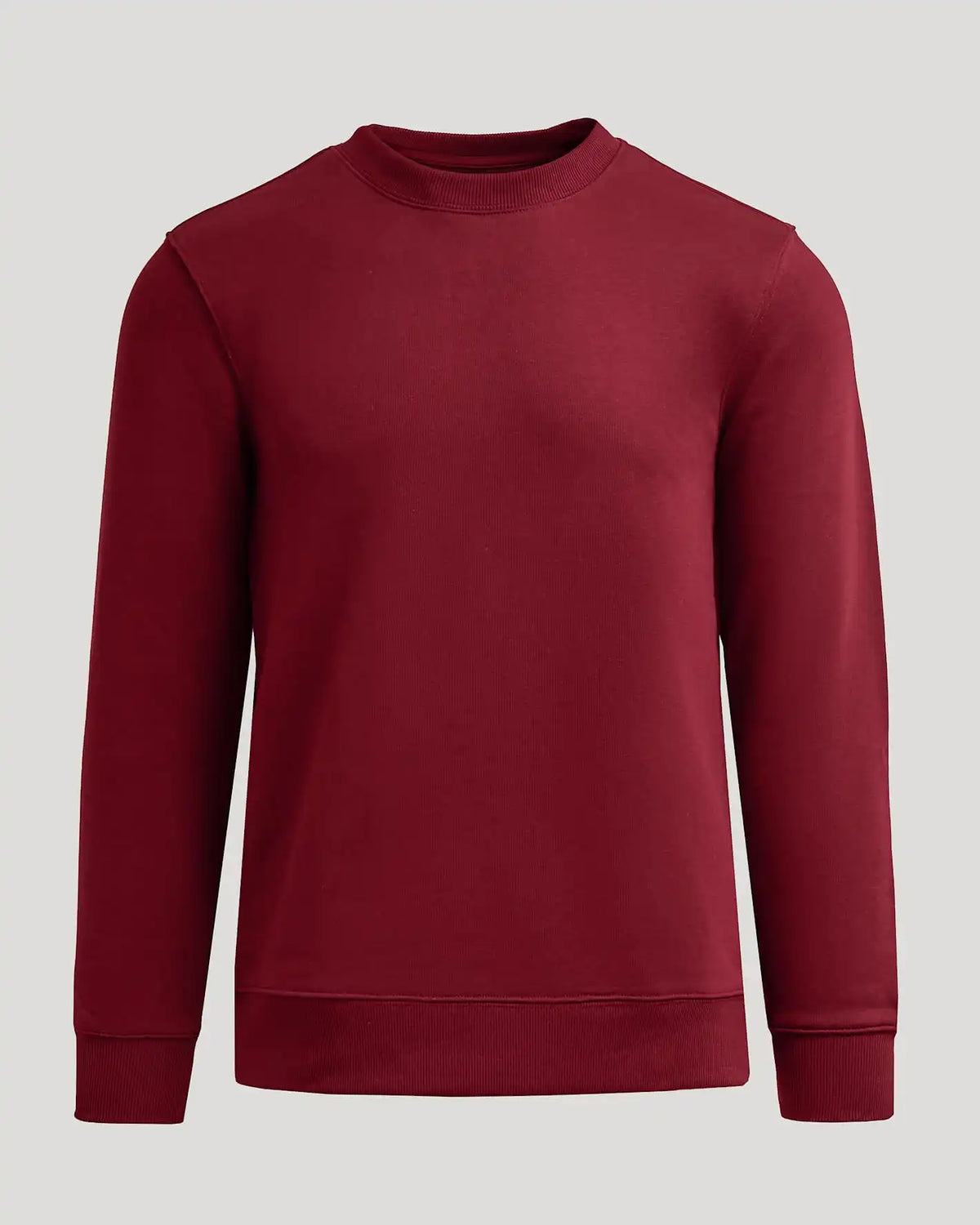 Dark Maroon Fleece French Terry Pullover Crew Neck