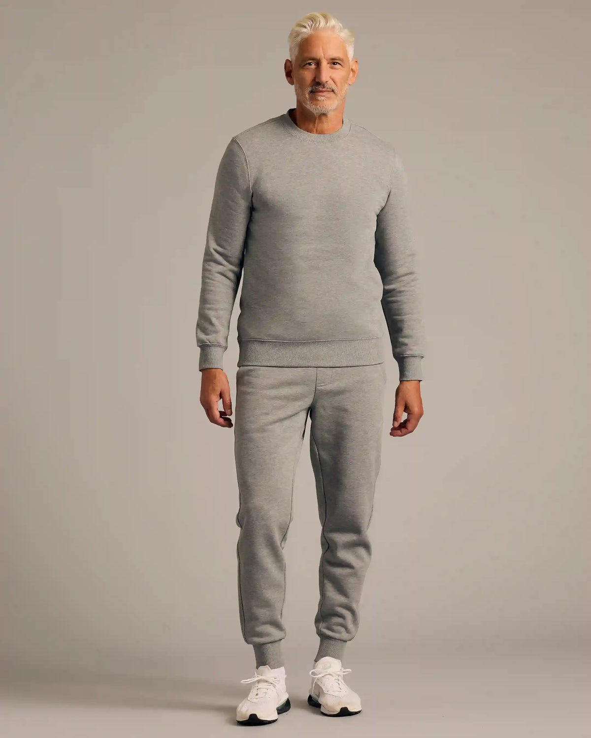 Dark Heather Gray Fleece French Terry Pullover Crew Neck