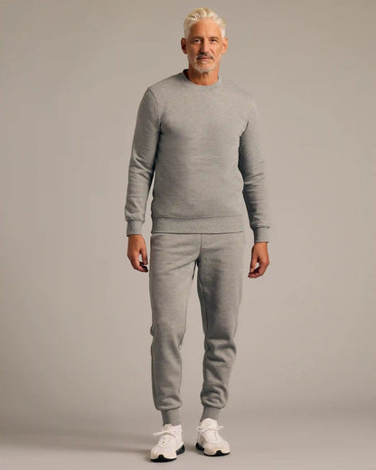Dark Heather Gray Fleece French Terry Pullover Crew Neck