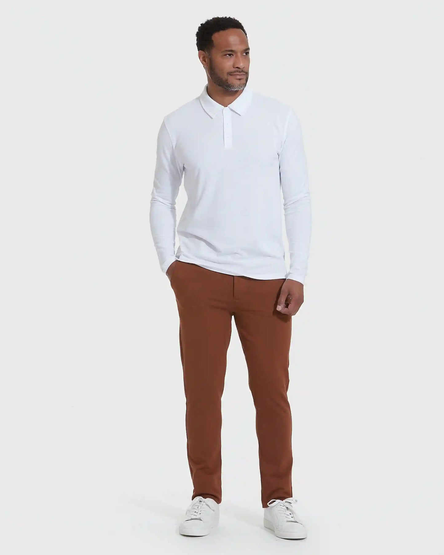 White Long Sleeve Polo