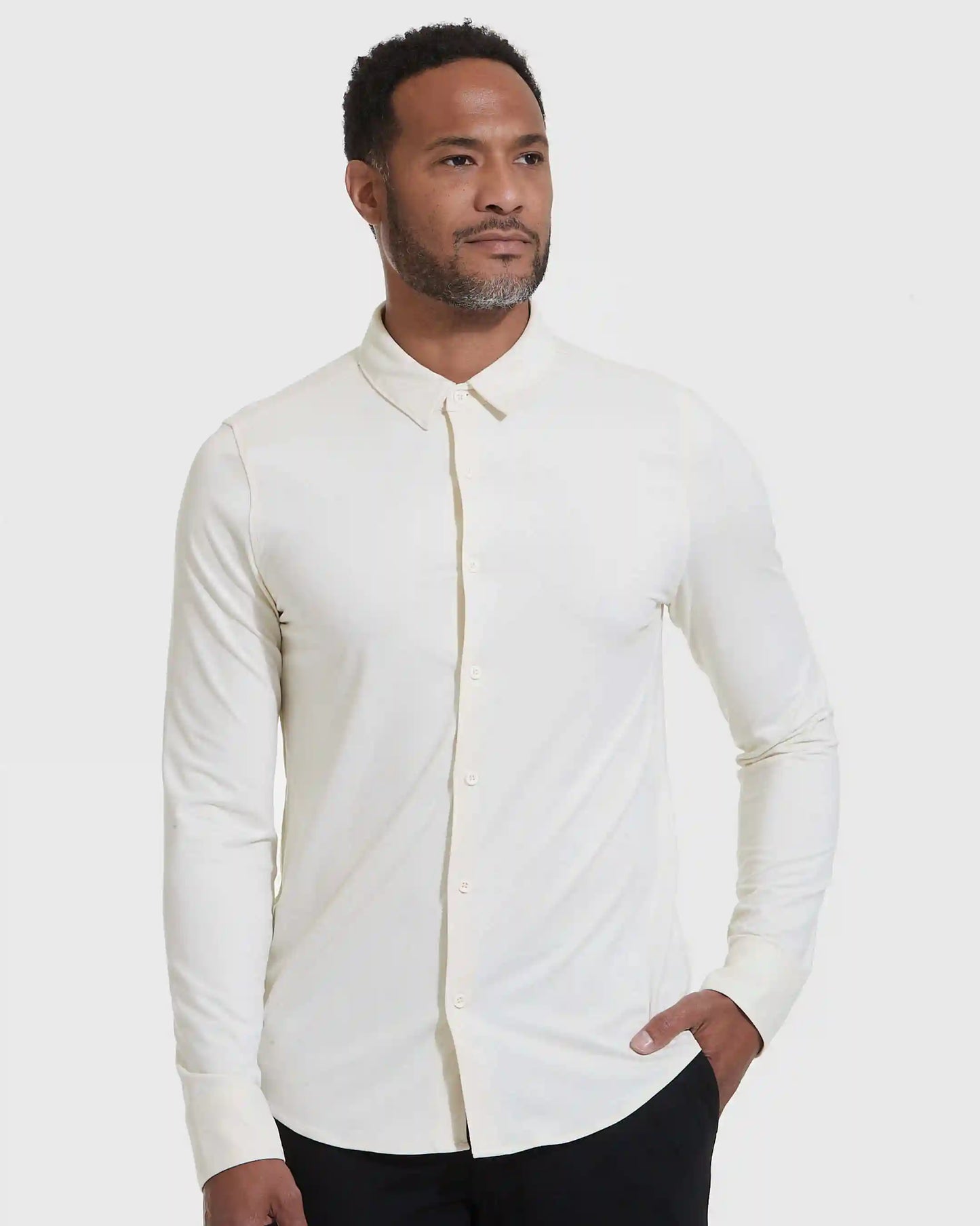 Ecru Long Sleeve Do-It-All Comfort Shirt