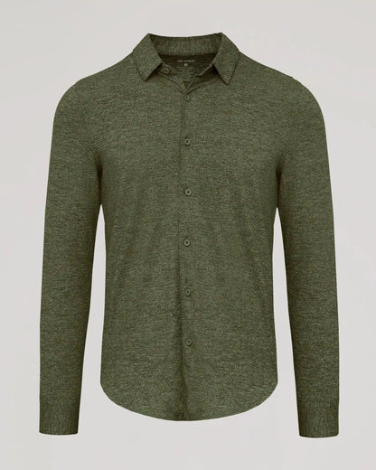 Dark Heather Military Green Long Sleeve Do-It-All Comfort Shirt