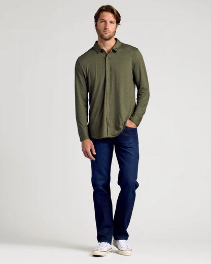 Dark Heather Military Green Long Sleeve Do-It-All Comfort Shirt