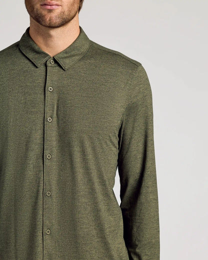 Dark Heather Military Green Long Sleeve Do-It-All Comfort Shirt