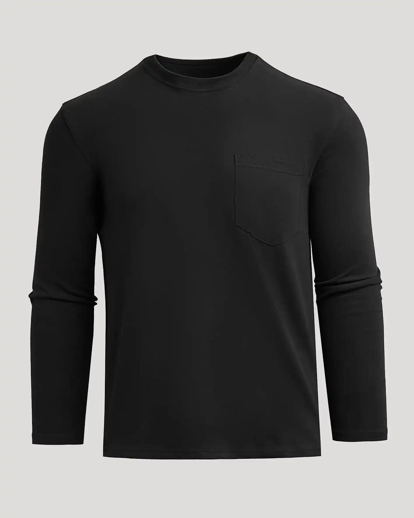 Black Heavyweight Long Sleeve Pocket Crew