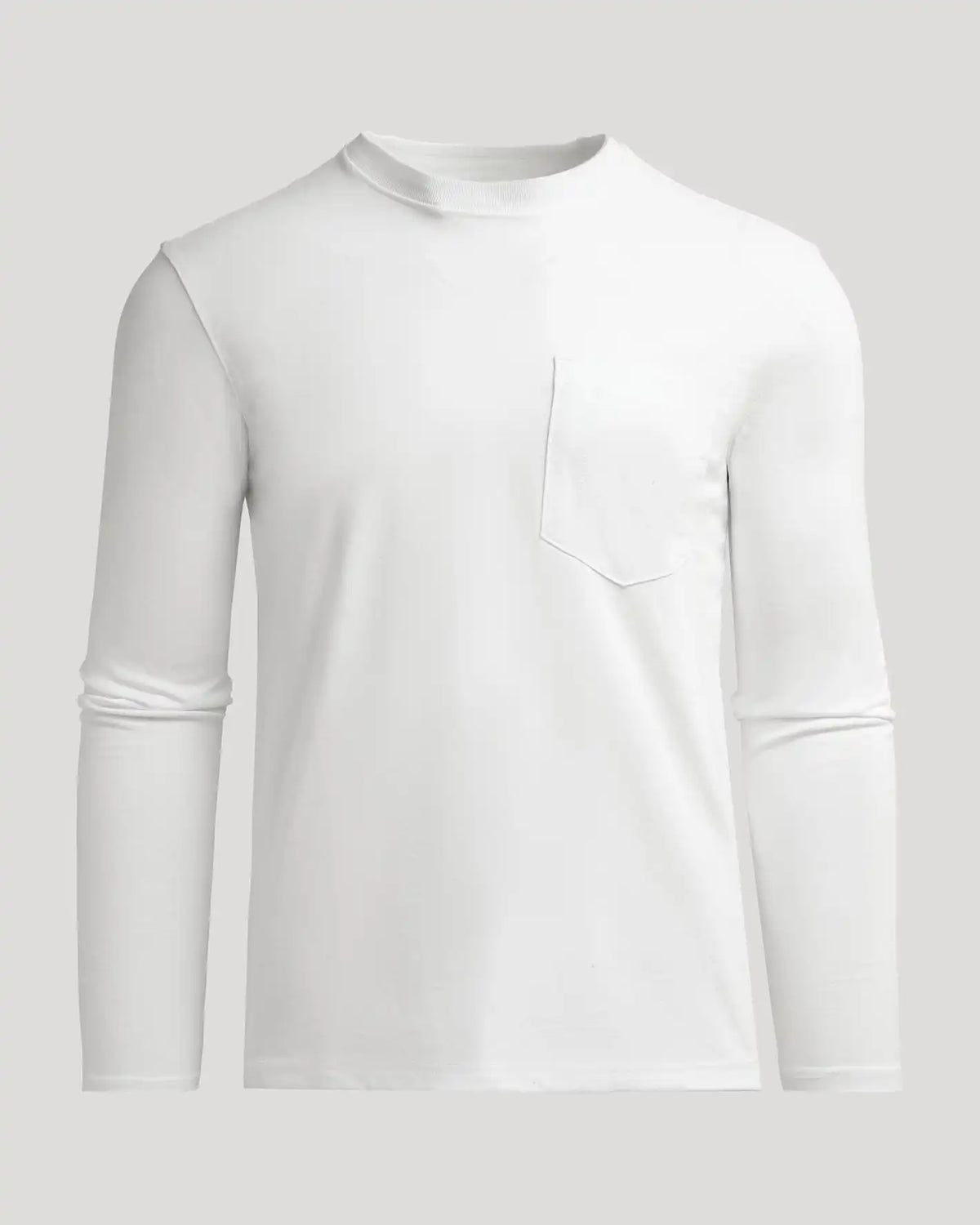 White Heavyweight Long Sleeve Pocket Crew