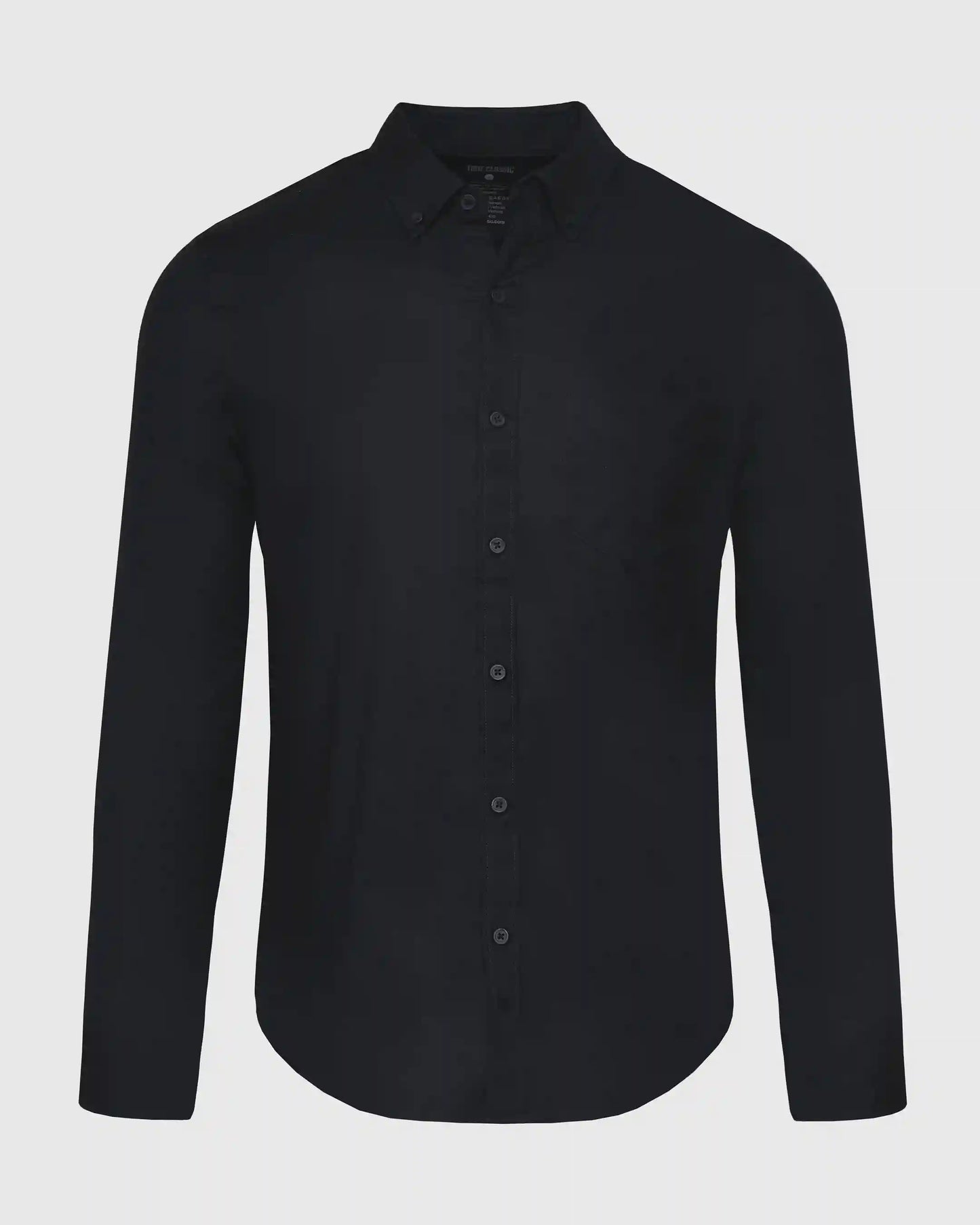 Black Stretch Oxford Long Sleeve Shirt